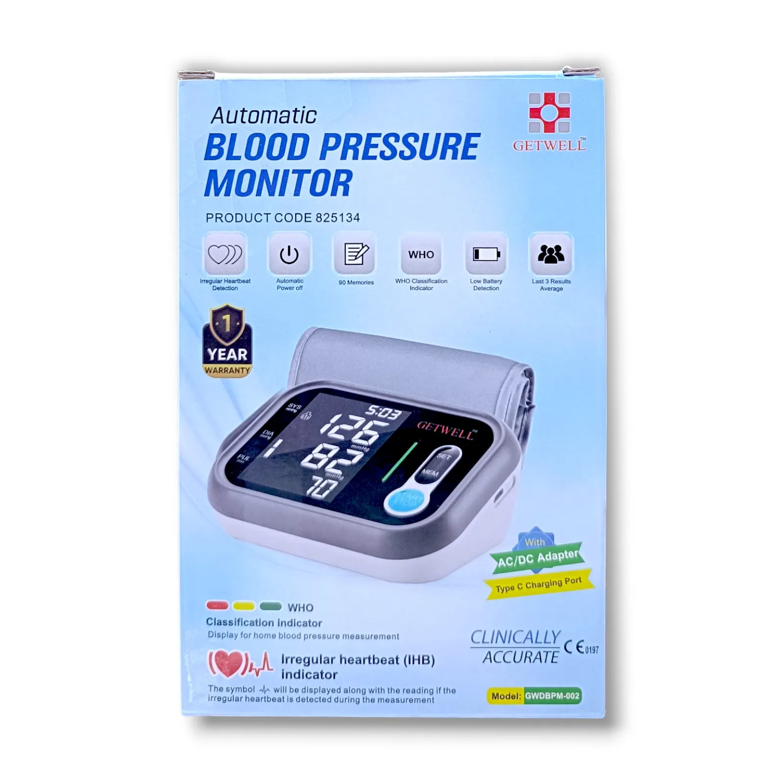 Getwell Automatic Blood Pressure Monitor 825134